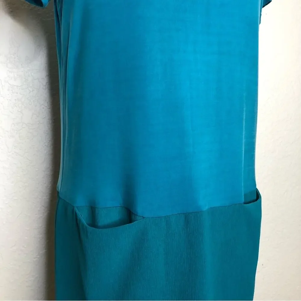 Anthropologie Dolan turquoise blue green mixed material tunic dress size Small